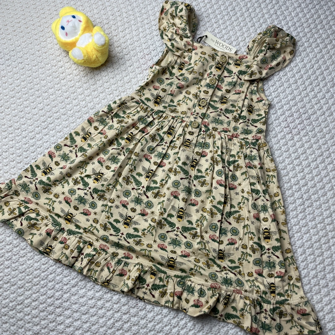 90码2岁进口美国kate quinn宝宝复古裙子96%莫代尔小蜜蜂限量款