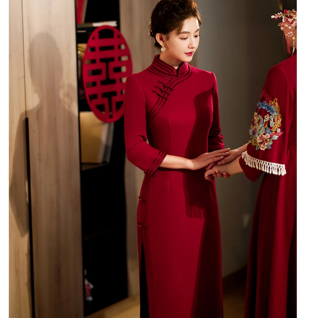 乔逸曼秋冬新款高级感喜妈妈中式旗袍年轻气质高贵喜婆婆国风旗袍