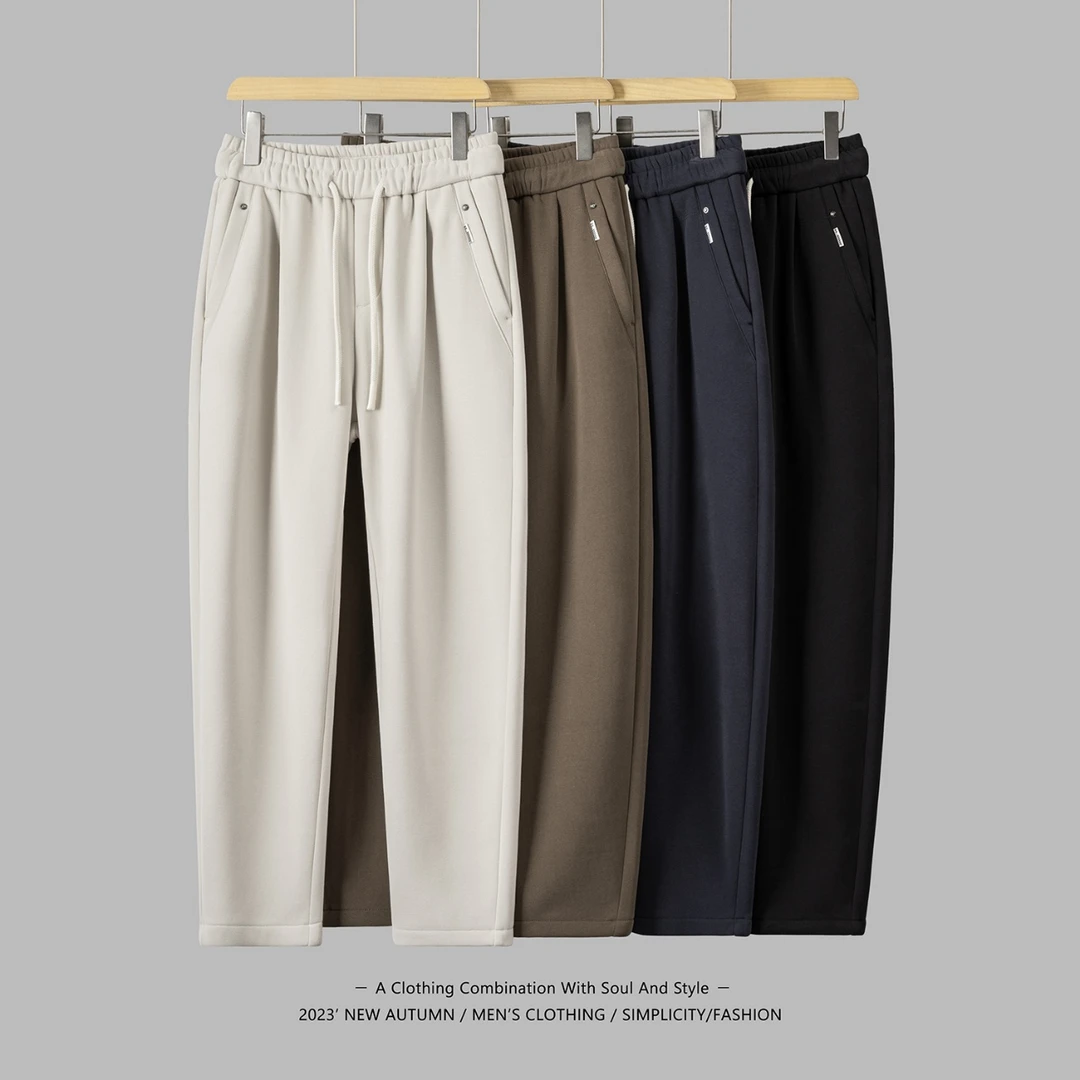 【冬季重磅加绒舒适纯色香蕉裤】男士品质潮流宽松直筒裤情侣休闲裤