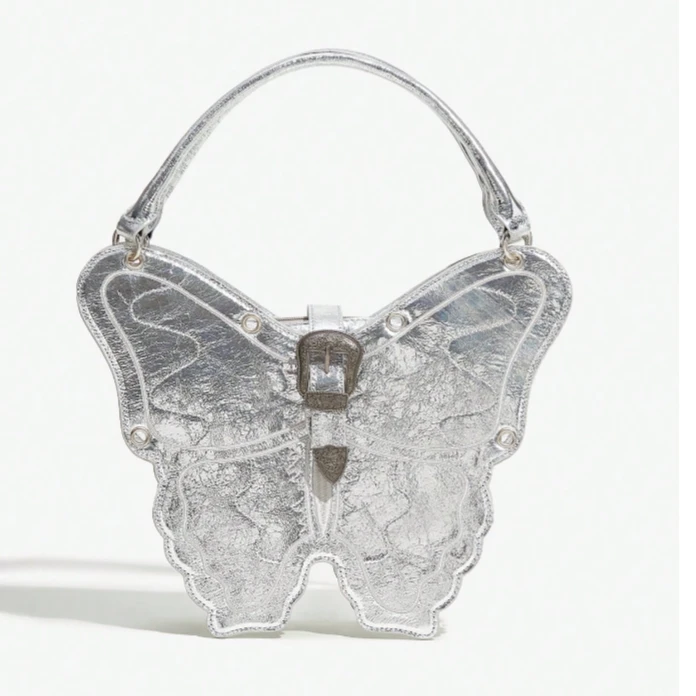 春季亚文化银色蝴蝶包