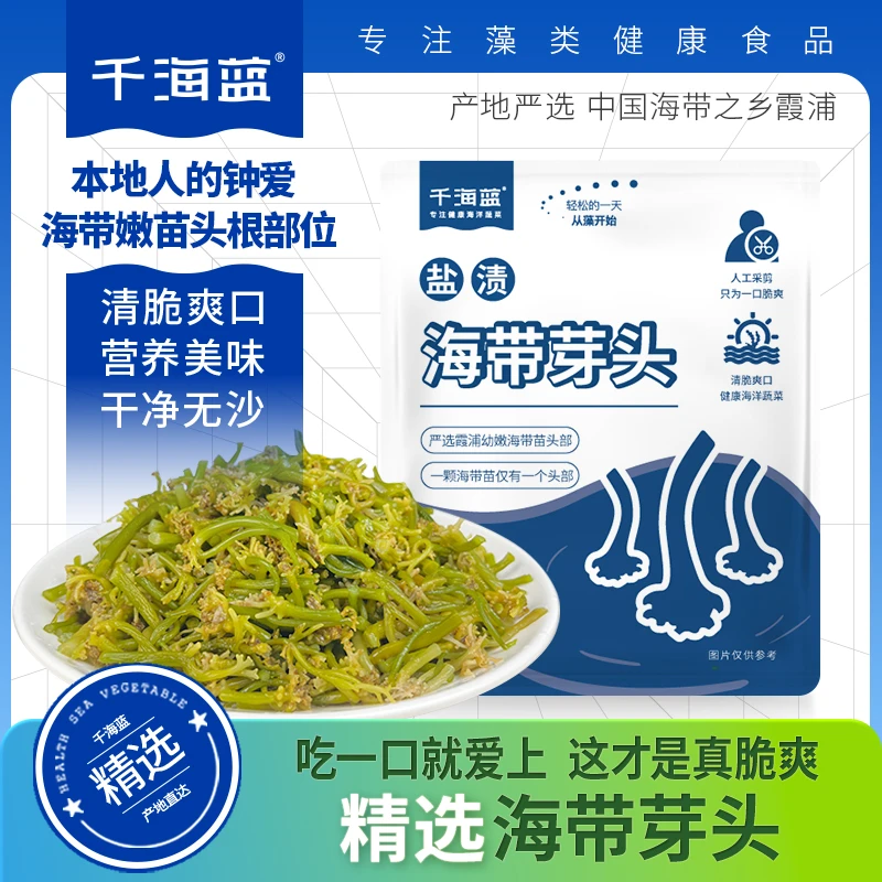 千海蓝海带芽头大海带苗头盐渍脆爽正宗凉拌新鲜芽头福建霞浦海带