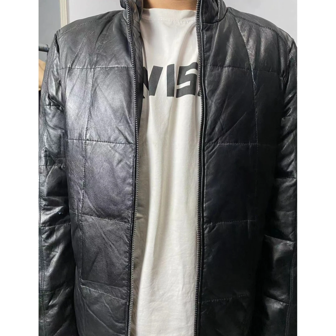 秋冬绵羊皮羽绒服加厚保暖短款立领立领男士百搭休闲