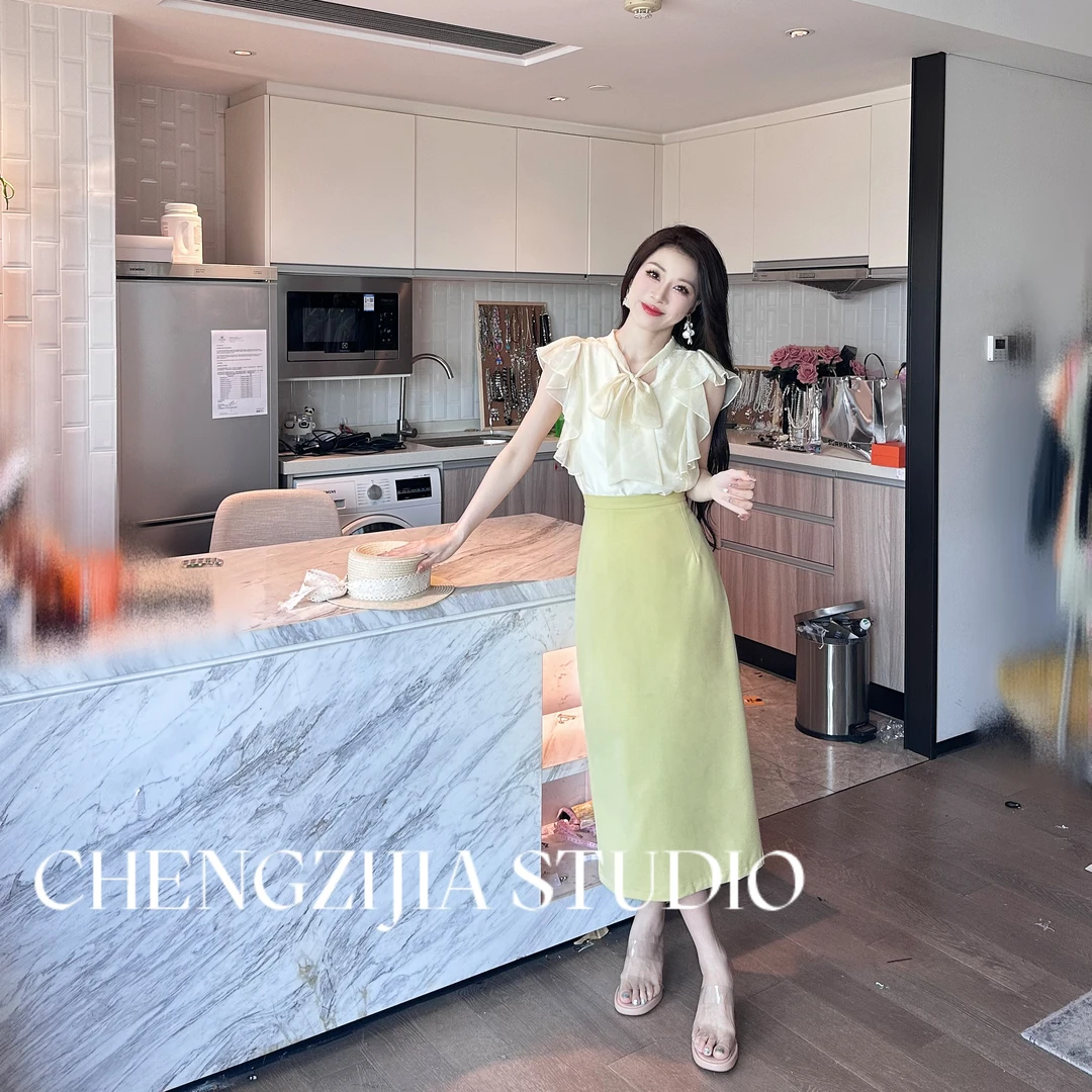 【裴诗婷】橙子·studio 【气质女人】 CS0327蝴蝶结系带衬衫