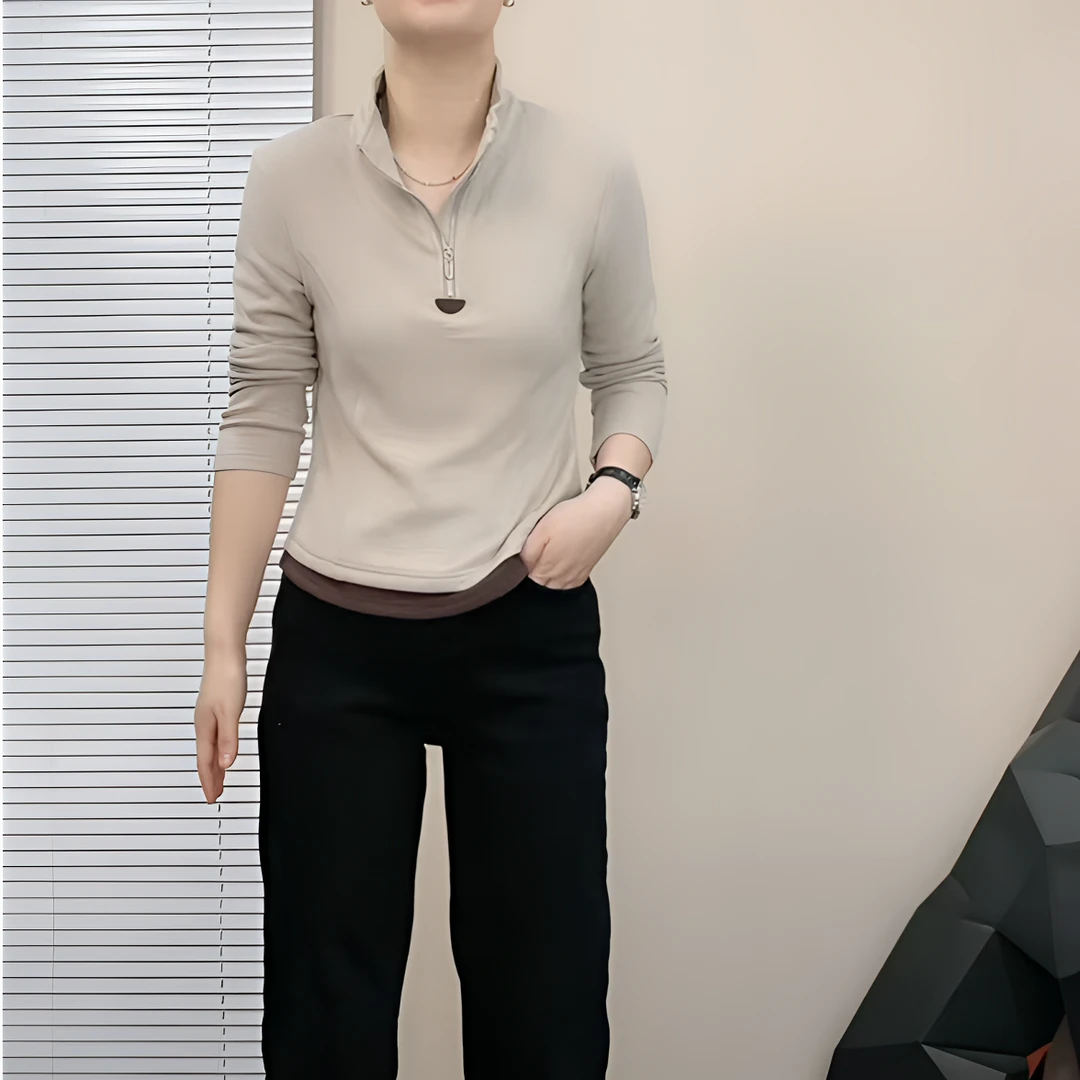 新款立领卫衣显瘦长袖时尚休闲打底修身秋冬绒衫百搭简约翻领女装