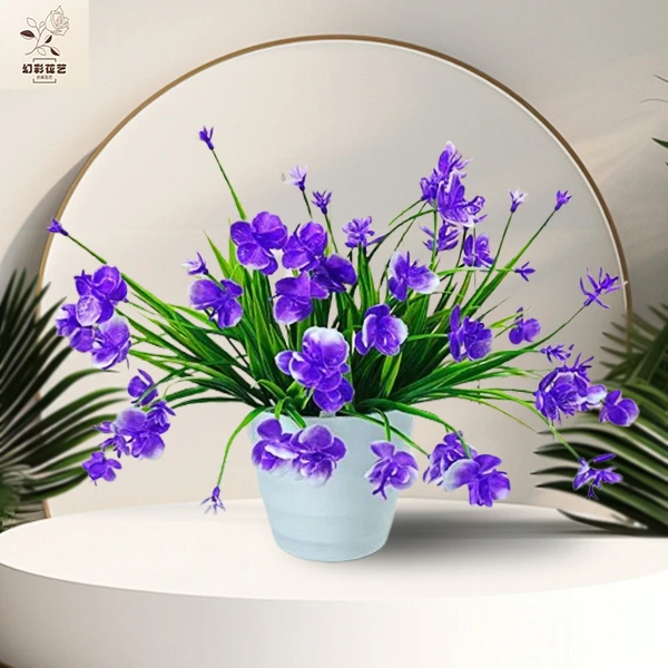 室内仿真假花春草蝴蝶兰塑料客厅酒店家居婚庆装饰摆设假绿植花束