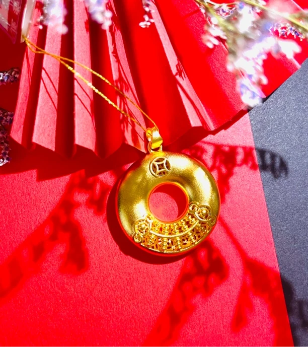 丽雅珠宝，足金999.9平安扣吊坠