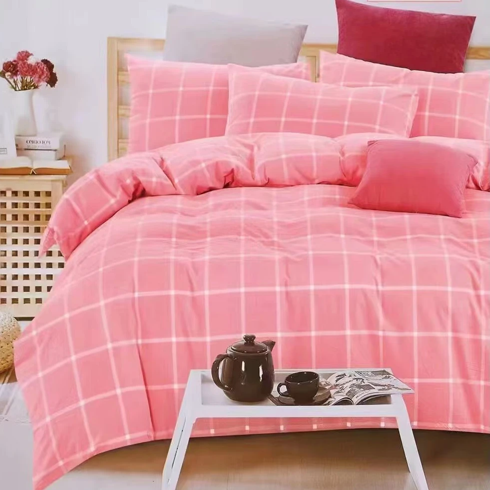 《纯棉水洗棉》马卡粉紧密纺色织水洗全棉面料