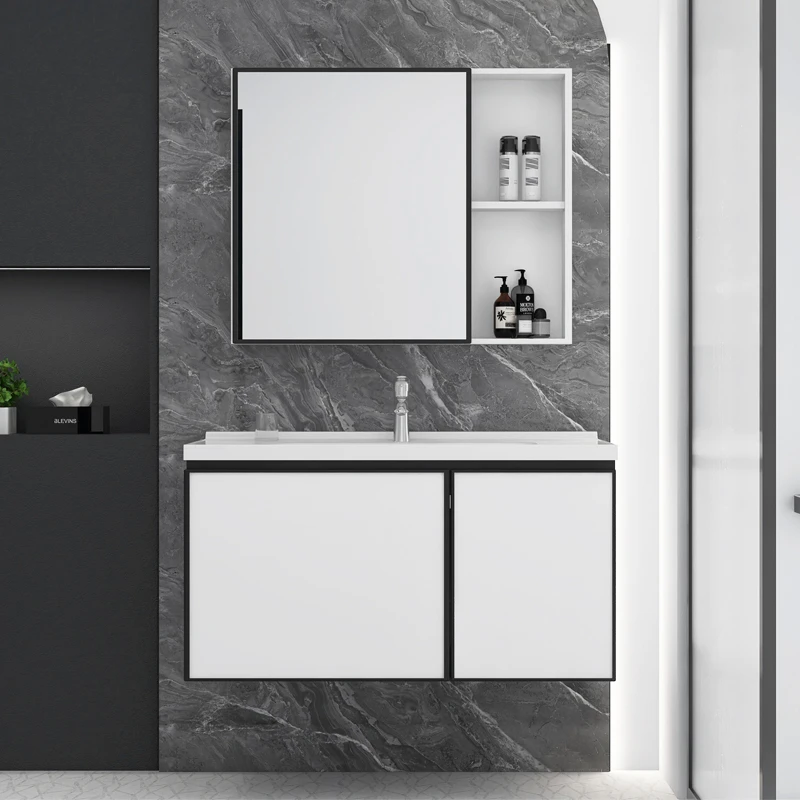 现代简约太空铝合金浴室柜组合卫生间洗脸洗漱台洗手台面智能镜柜