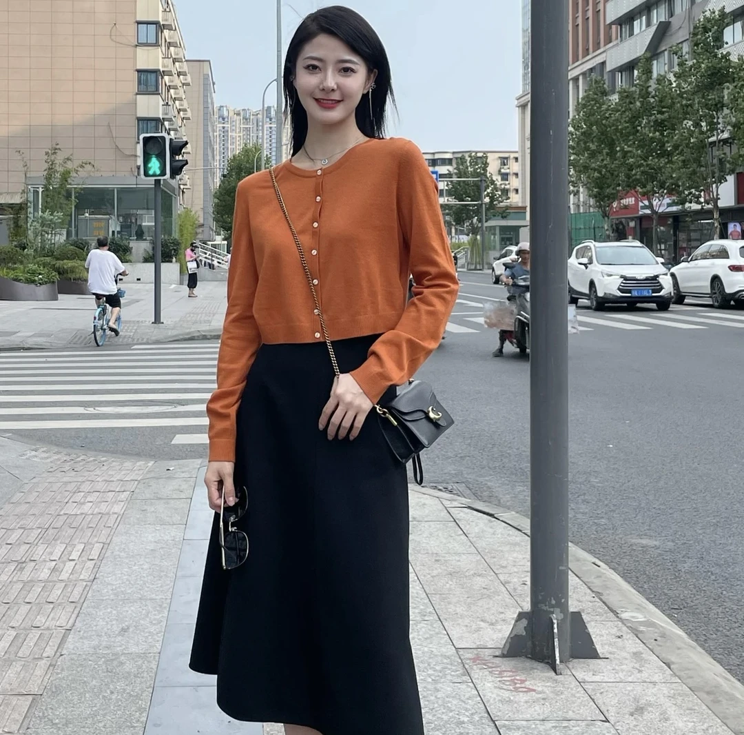 GIRDEAR/哥弟流光溢彩开衫1499107百搭显瘦圆领开衫气质长袖网红
