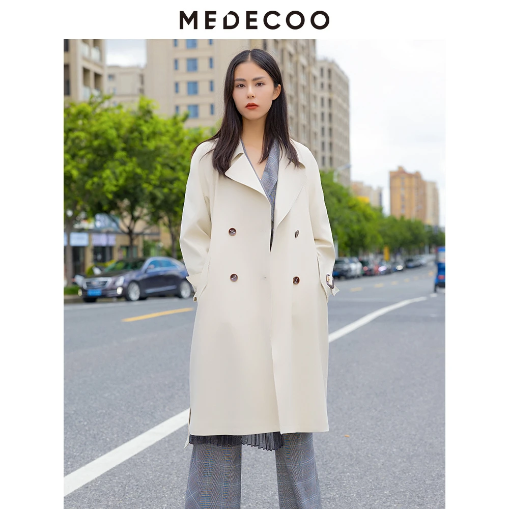 MEDECOO/墨蒂珂经典款风衣宽松显瘦中长款外套THQ32101