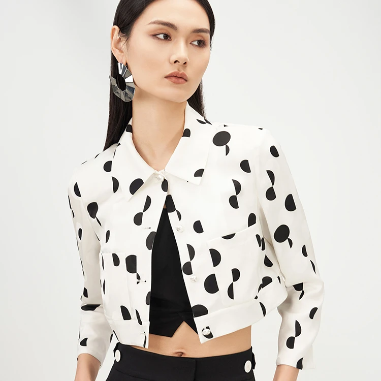 MEDECOO/墨蒂珂波点学院风减龄短外套MHX31115