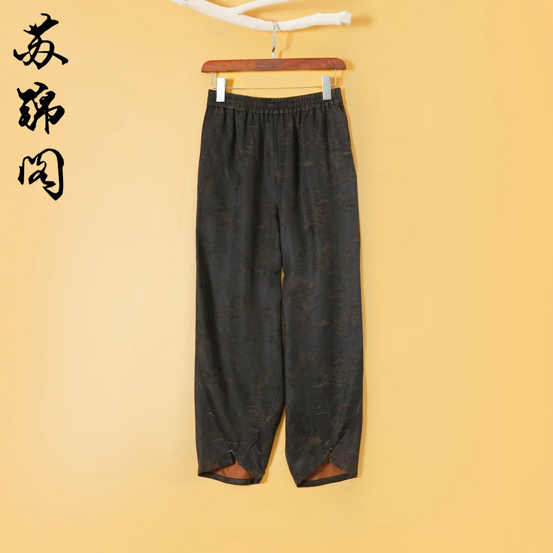 1626-A818976新款气质洋气百分百桑蚕丝提花香云纱裤子高档高贵