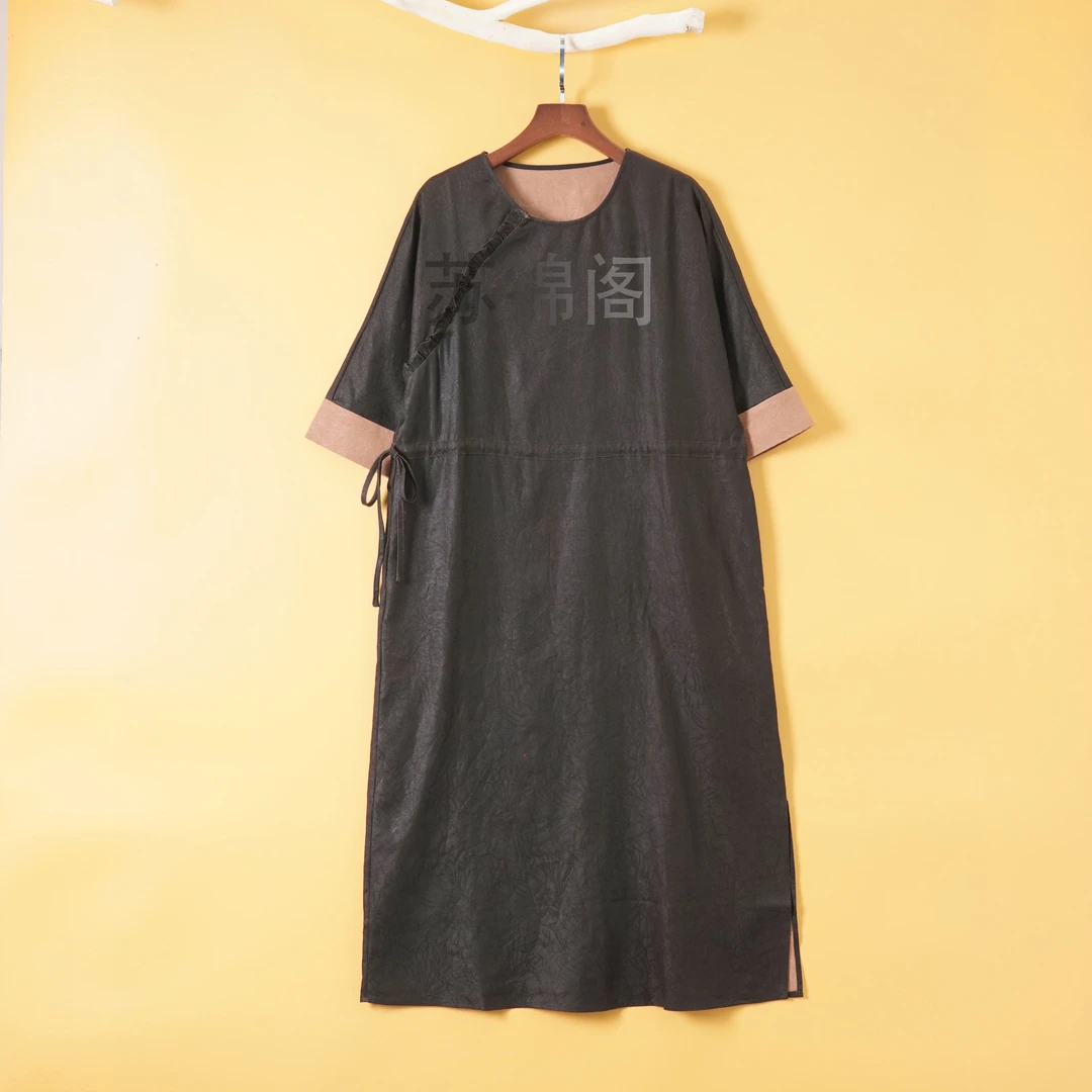 1224-9-86209高品质百分百桑蚕丝老料提花香云纱新款秋款连衣裙