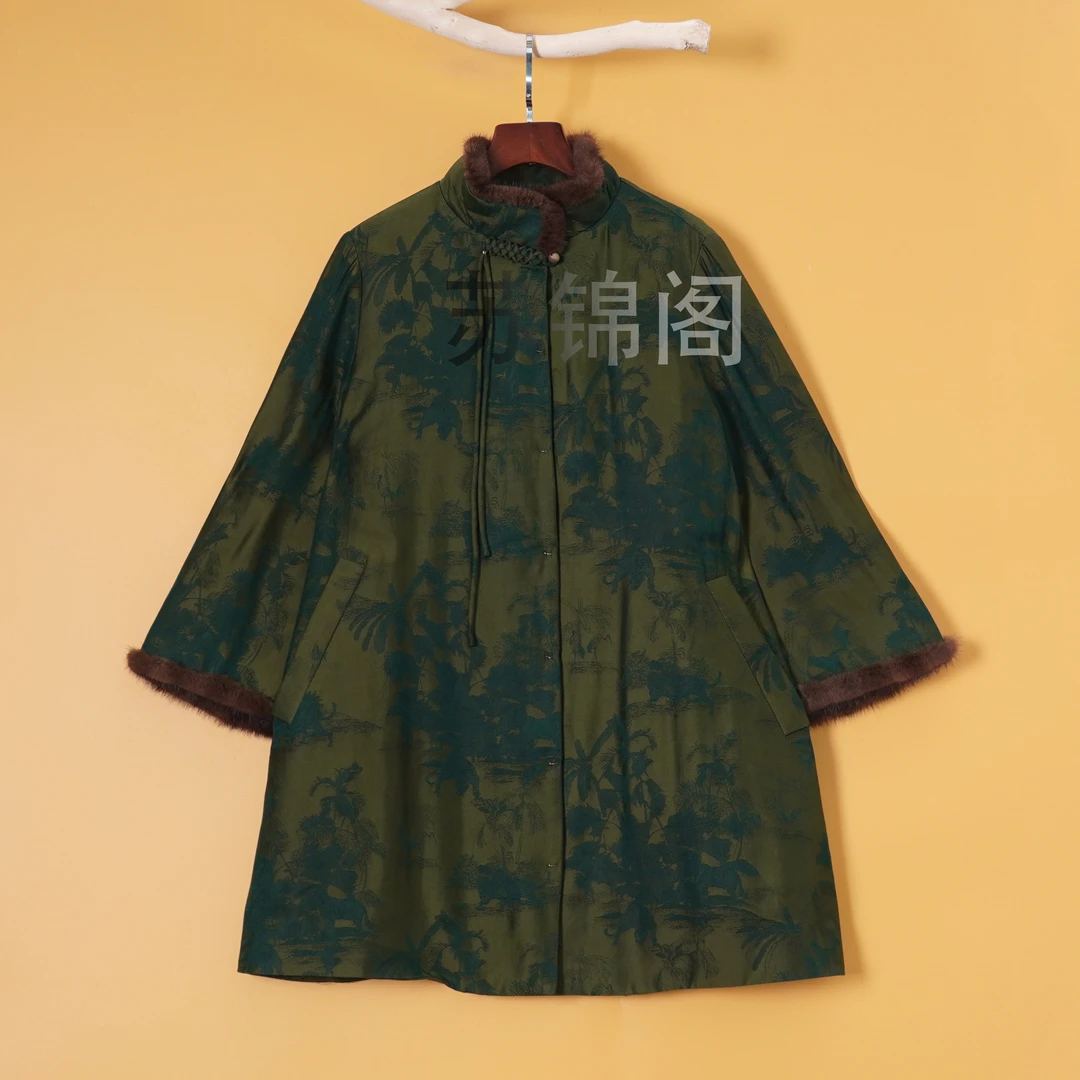 1460-SDY8060新中式高品质高端重磅爆款桑蚕丝香云纱新款鹅绒外套