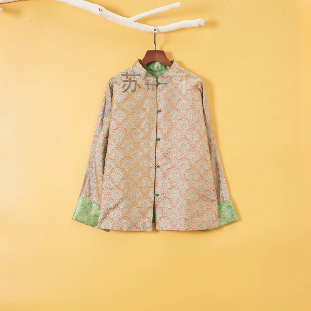 1315-1369百分百桑蚕丝高品质重磅高端宋锦秋款新款新中式外套