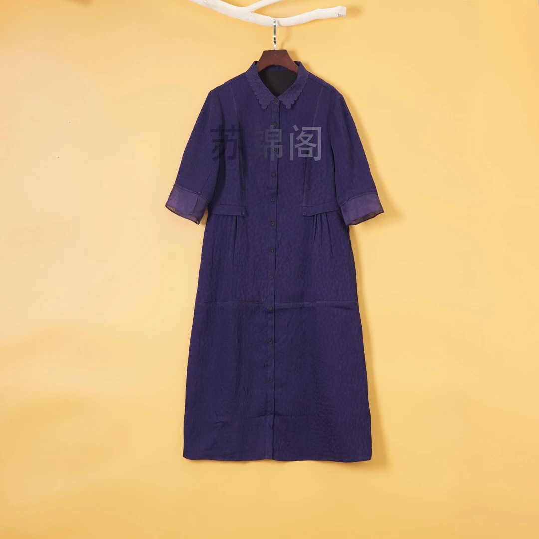 1208-68125高品质百分百桑蚕丝香云纱冠乐绉新款爆款新中式连衣裙