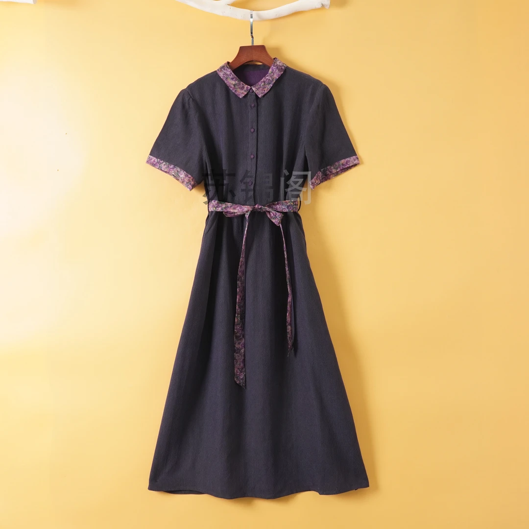 1094-5-3258百分百桑蚕丝香云纱冠乐绉高品质新款爆款高端连衣裙