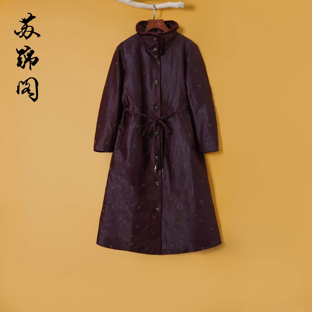 1642-86361新款洋气正品百分百桑蚕丝香云纱棉风衣网红款上档次