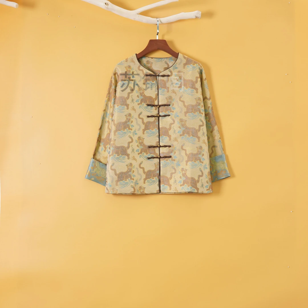 1251-1441-3【虎镇五毒】百分百桑蚕丝重磅宋锦2024款新中式外套