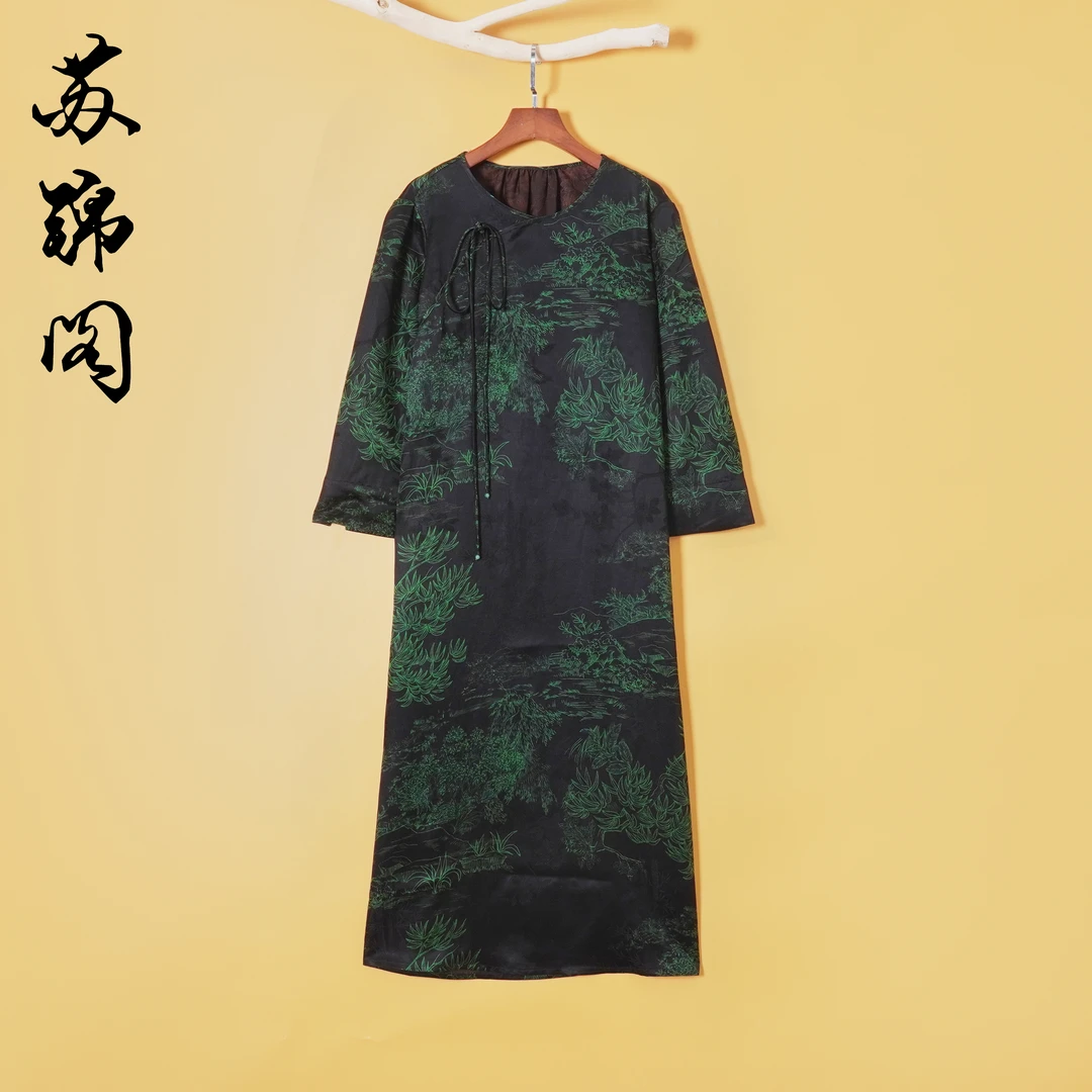 1553-331301新款气质高贵百分百桑蚕丝香云纱连衣裙高档上档次