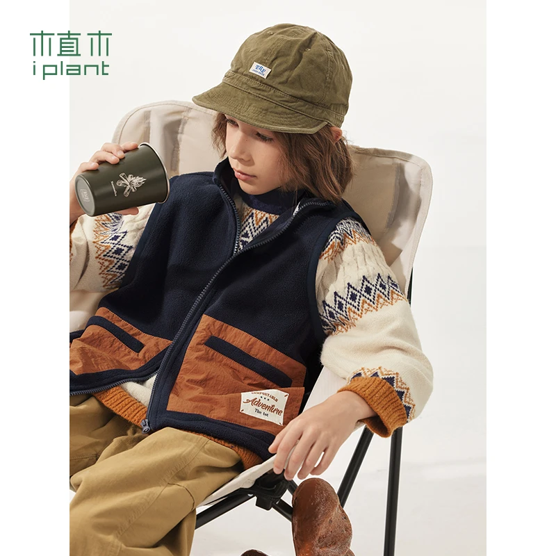 户外摇粒绒男童马甲中大童2023秋装新款33O070252