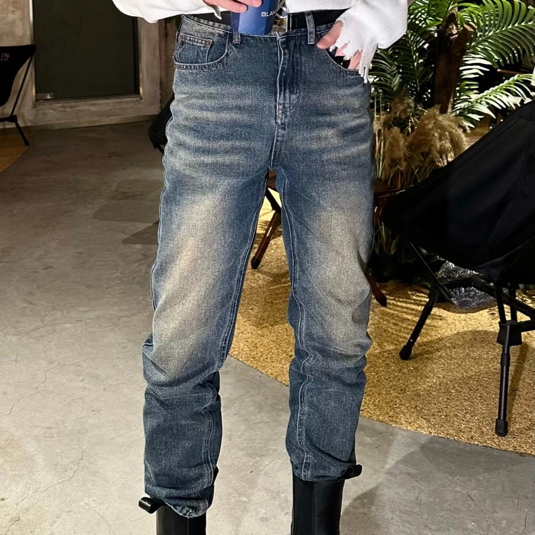 L-YDONG【黄泥复古】重磅复古做旧百搭牛仔裤休闲立体长裤23119