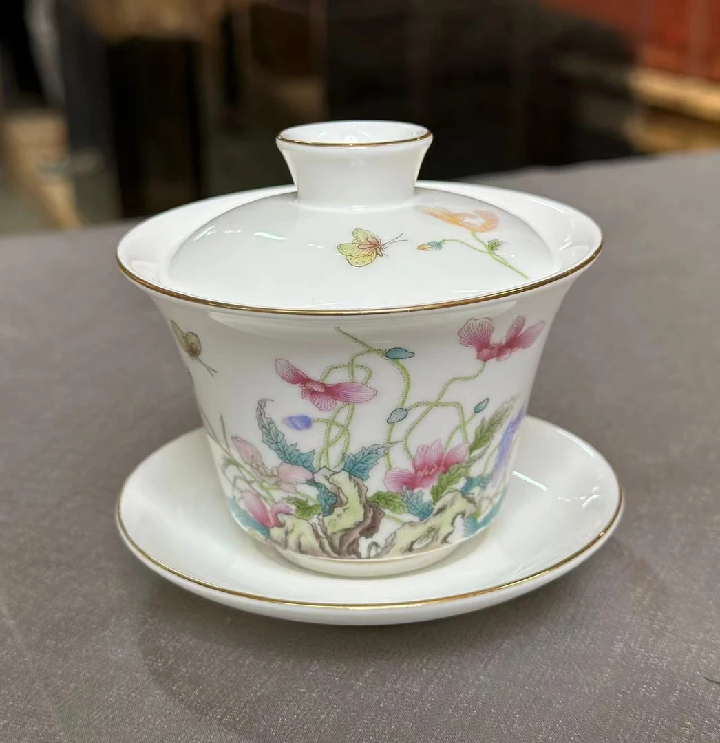 1【小惠德化茶具】羊脂玉虞美人如意盖碗