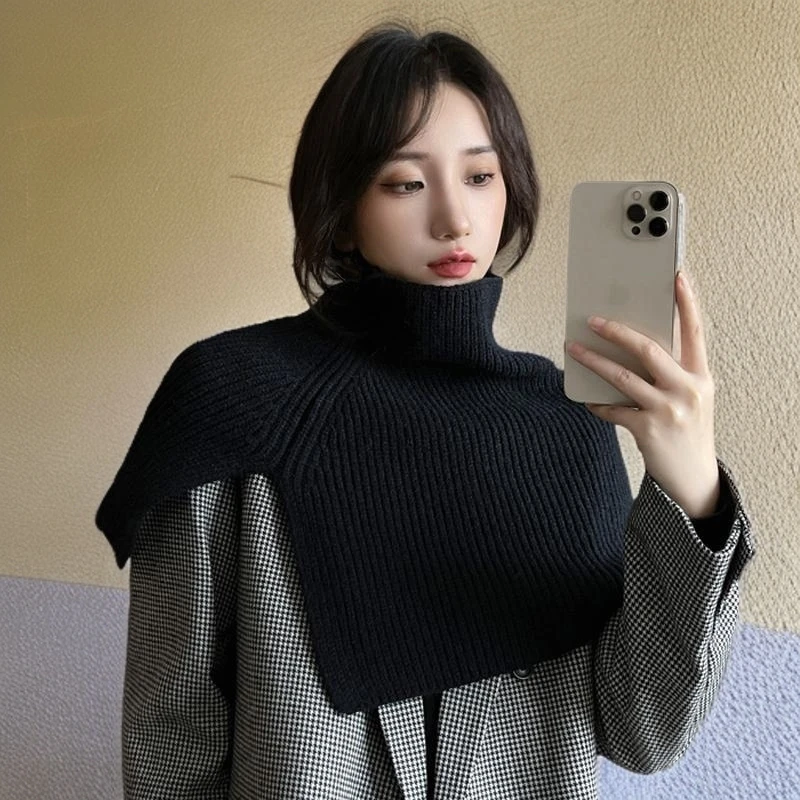 纯色韩系围巾女冬季新款时尚外搭套头围脖女百搭脖套毛针织披肩