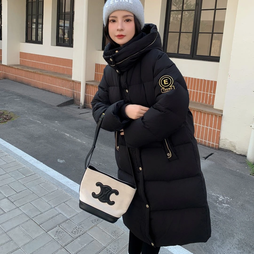 鹅绒时尚羽绒服高定袖标新标90鹅绒休闲长款羽绒服