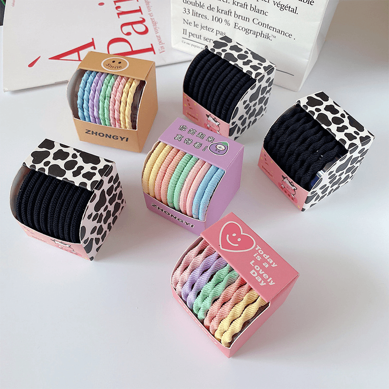 盒装高弹力简约耐用头绳橡皮筋女扎头发绳头饰无痕不伤发马尾头绳