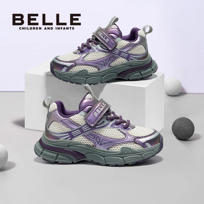 百丽儿童24春新款童鞋老爹鞋中大童女童百搭休闲BL4105网面透气