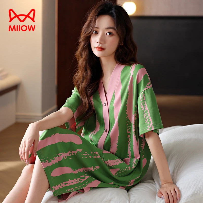 猫人经典薄荷曼波女款睡裙2025新款夏季可外穿睡衣中长款连衣裙子