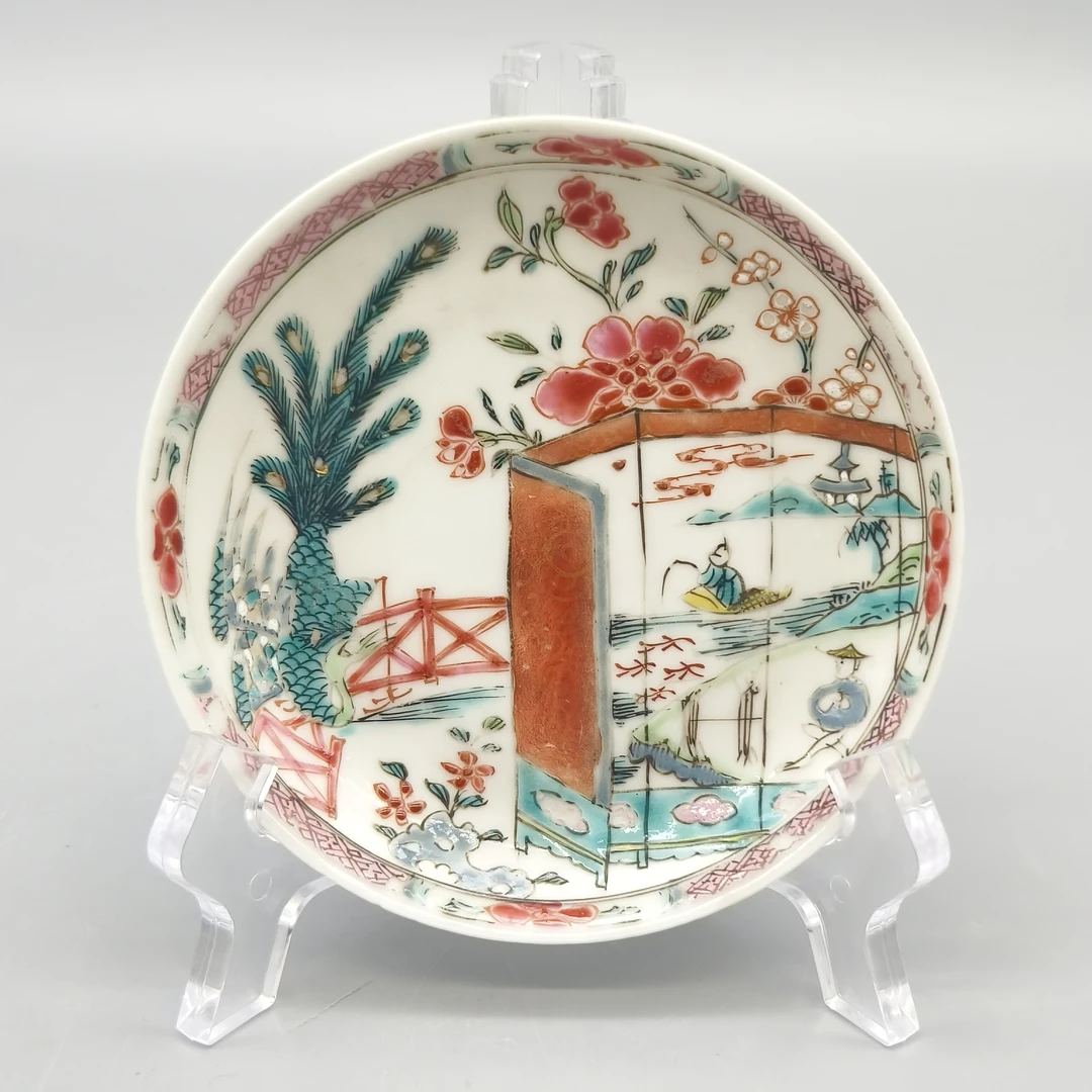 5051620*清雍正粉彩孔雀花卉纹碟/瓷器五/江苏省文物总店