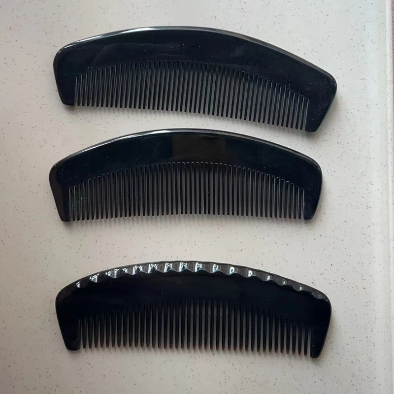 黑水牛角天然月梳子16到17公分厚无手柄牛角梳牛角梳子纯天然家用