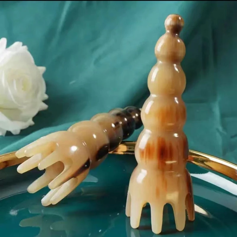 牛角部经络梳子头皮按摩梳眼部美容脸部提拉圆头疏通身体大号精品