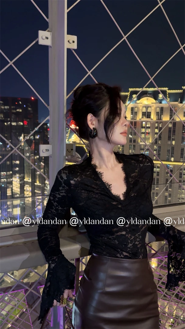 @yldandan|塞维利亚蕾丝复古性感设计秋冬必备简约设计蕾丝长袖