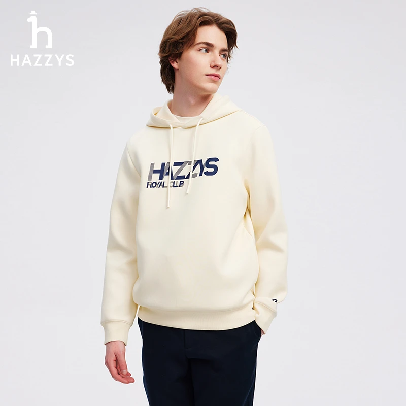 Hazzys哈吉斯秋冬季男士潮流休闲连帽长袖卫衣时尚舒适气质上衣