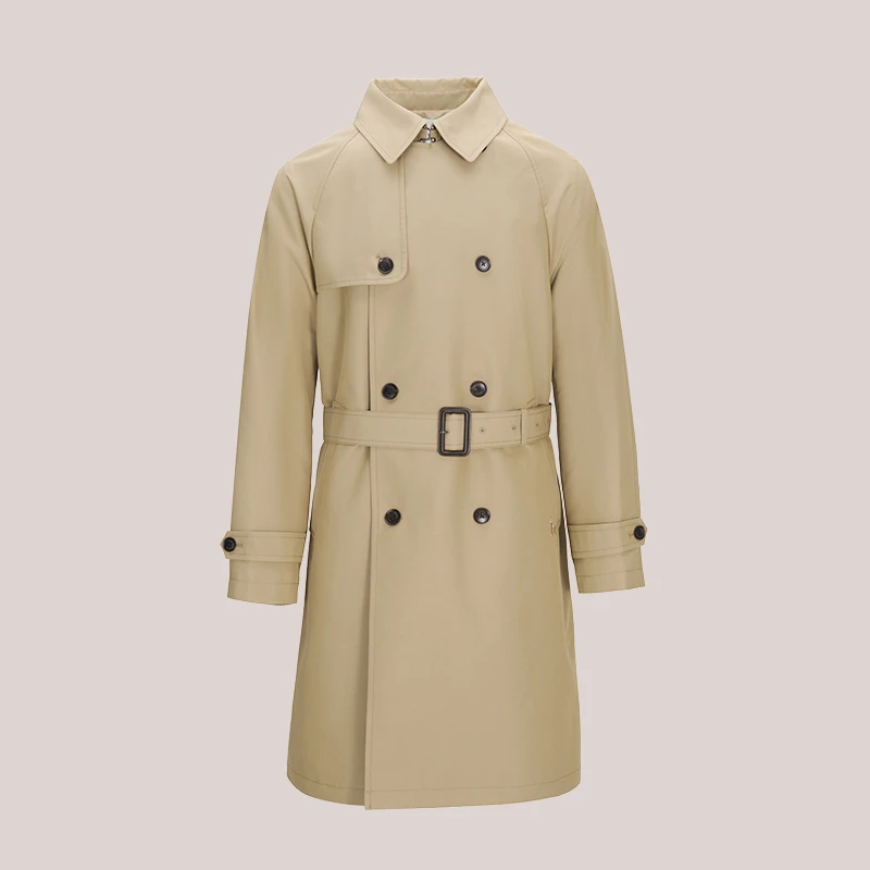 Hazzys哈吉斯秋冬时尚气质棉风衣中长款收腰经典双排扣英伦风男士