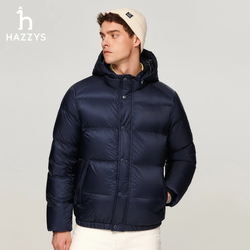 Hazzys哈吉斯冬季男士舒适短款羽绒服潮流时尚休闲男装保暖外套