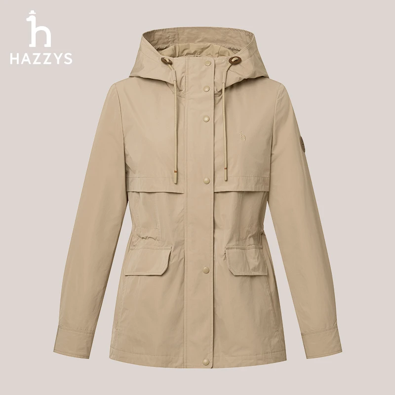Hazzys/哈吉斯秋季女外套时尚运动休闲连帽户外女士百搭夹克衫