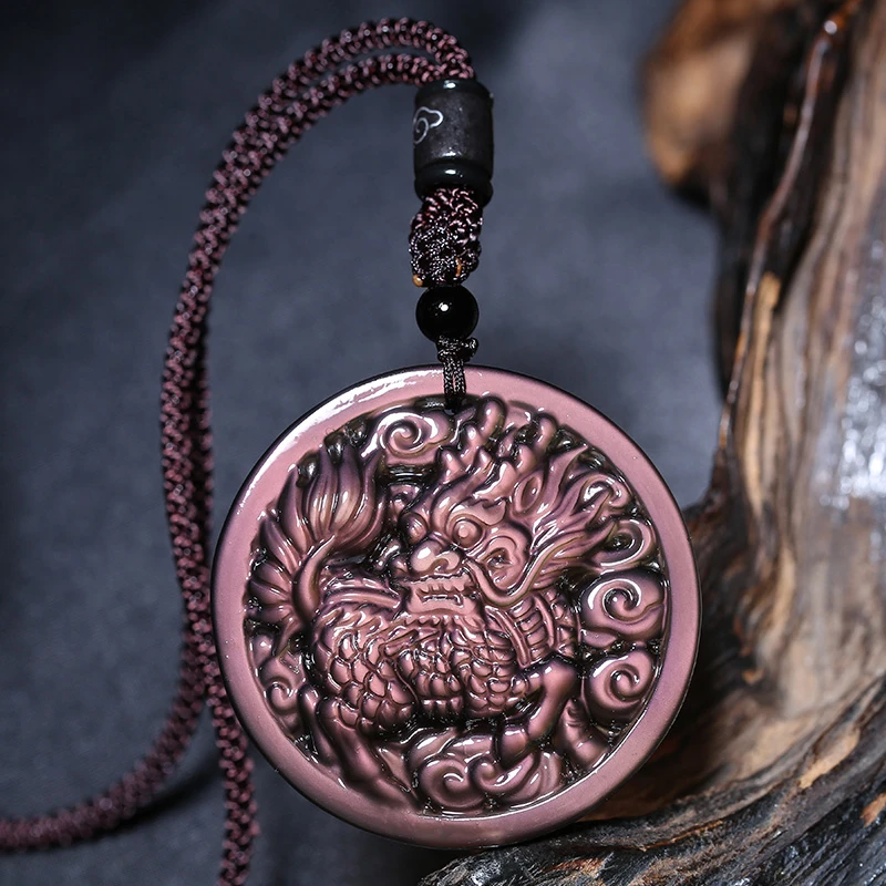 秋冬挂坠黑曜石吊坠瑞麟护塔项链麒麟隆升饰品女款挂件麒麟护主