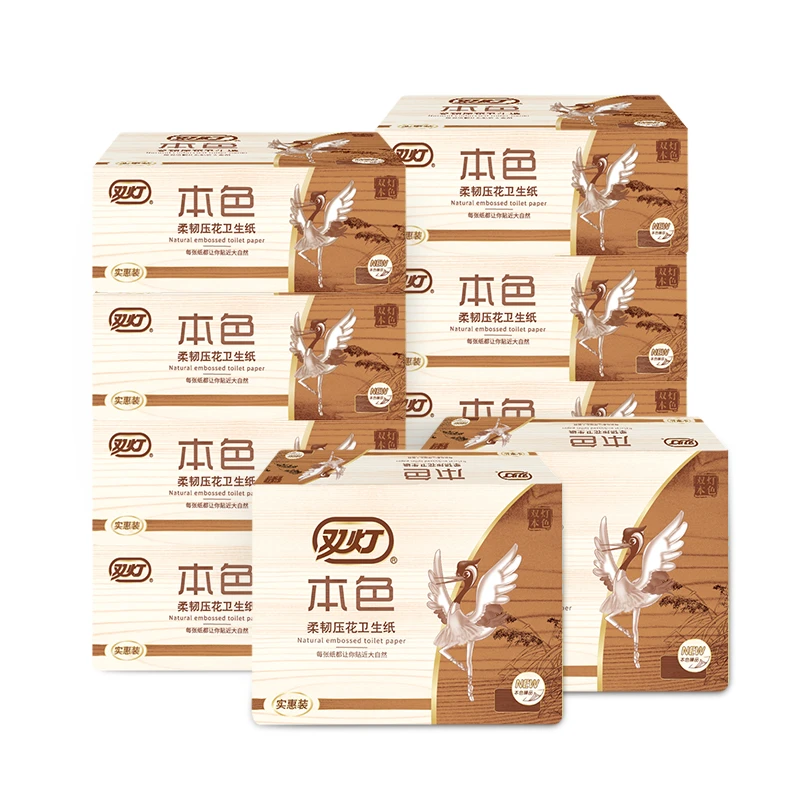 200张单层实惠装本色压花卫生纸十包(软硬适中)家庭装
