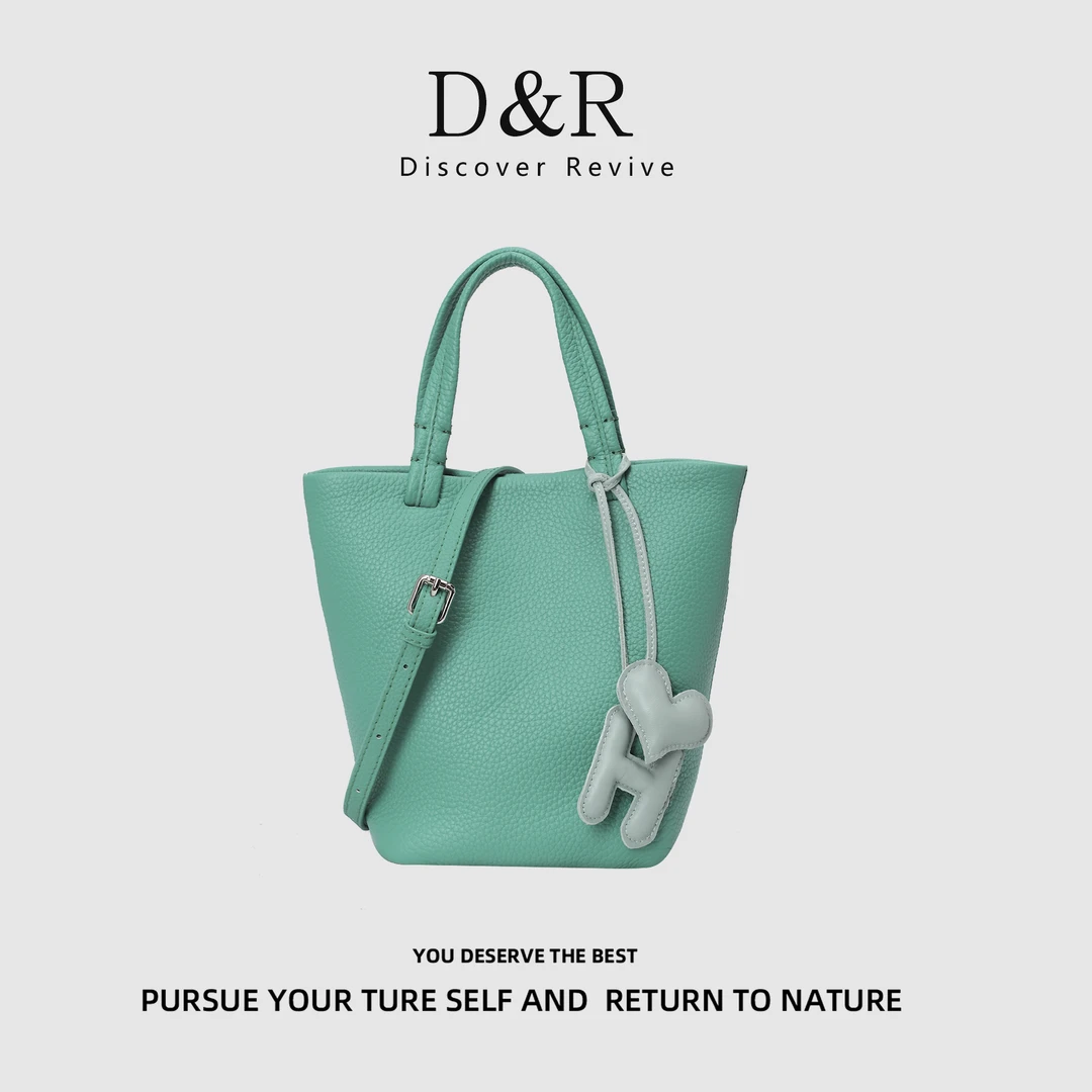 DiscoverRevive时尚气质休闲百搭单肩小众手提水桶包包E616-蓝色