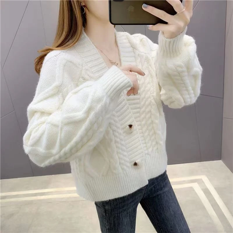 早秋装短款小个子v领针织开衫女2025年新款春秋薄款洋气毛衣外套