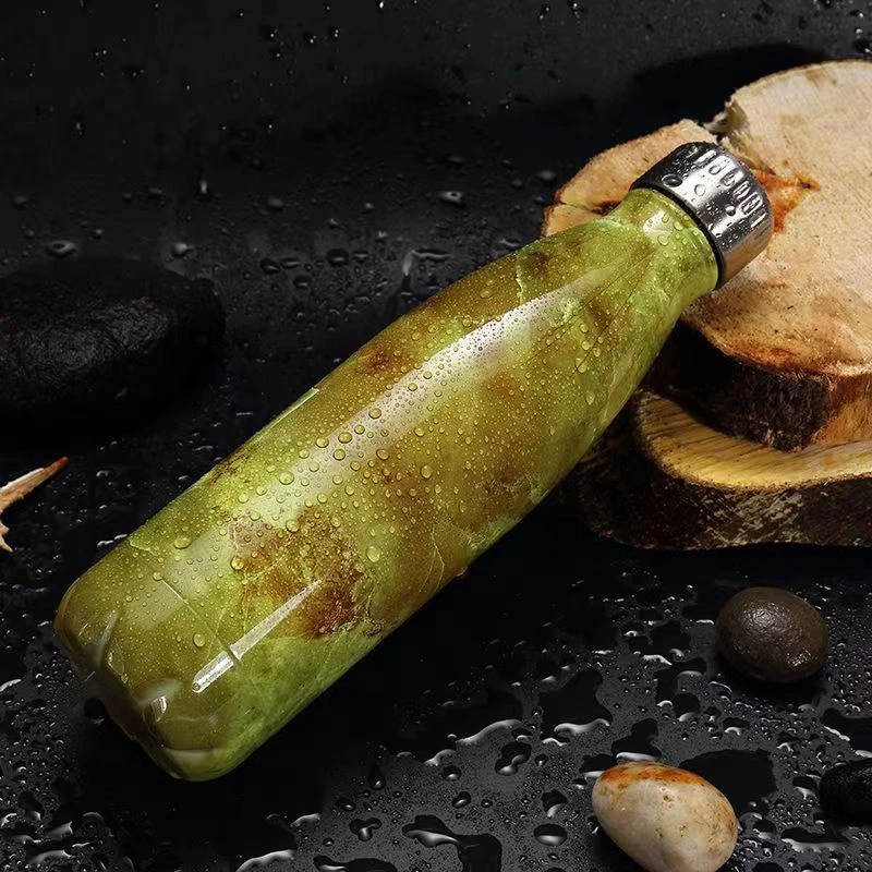 全新未使用  新款创意大理石花纹可乐瓶304不锈钢保温杯颜色随机