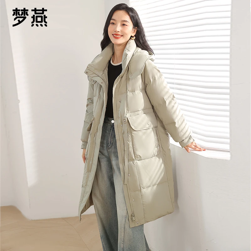 梦燕冬季女士宽松加厚中长款休闲保暖羽绒服CY11B4013D
