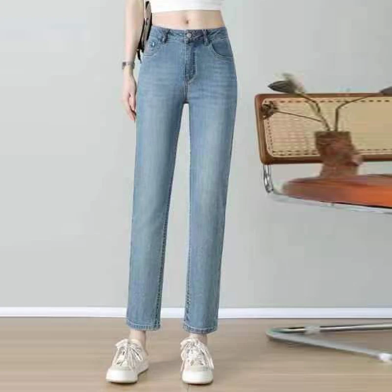 梦燕春秋小个子时尚直筒烟管裤牛仔小脚裤（水洗产品）BD12B4009D