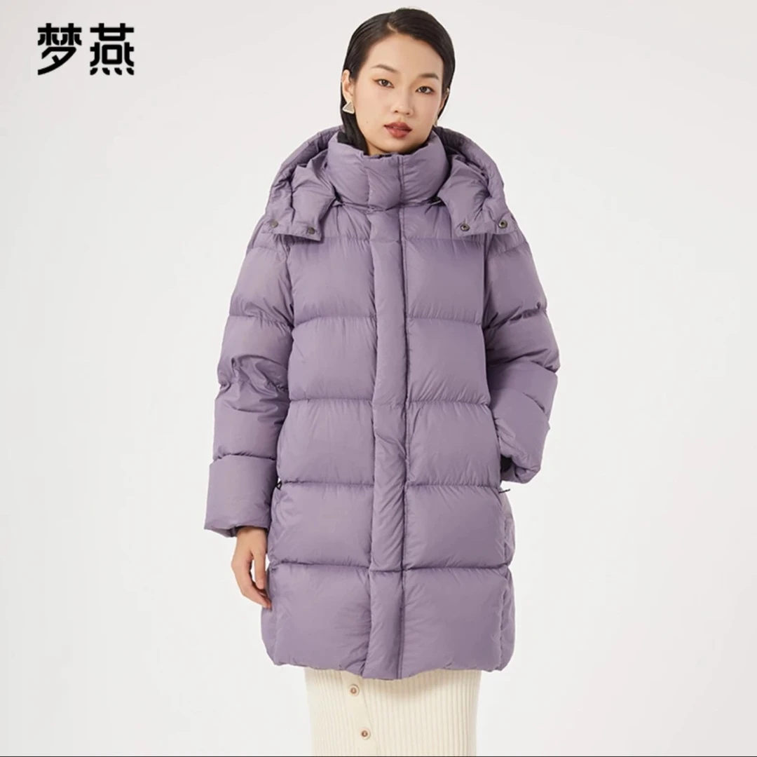 梦燕90鹅绒羽绒服新款连帽长款保暖简约时尚外套CY11B3022D
