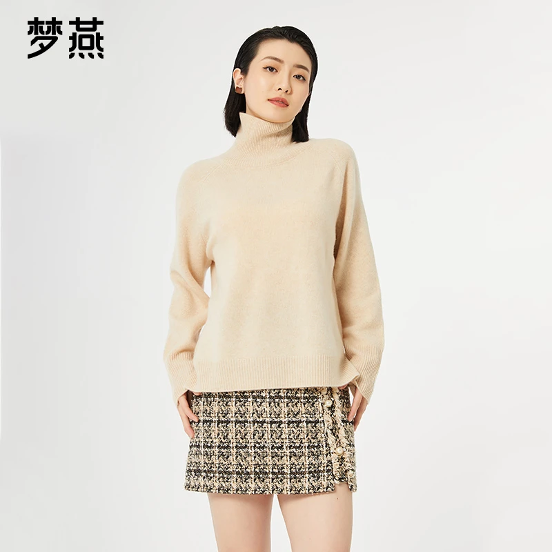 梦燕秋冬女士针织宽松高领毛衣时尚纯羊毛衫CC11B3022D