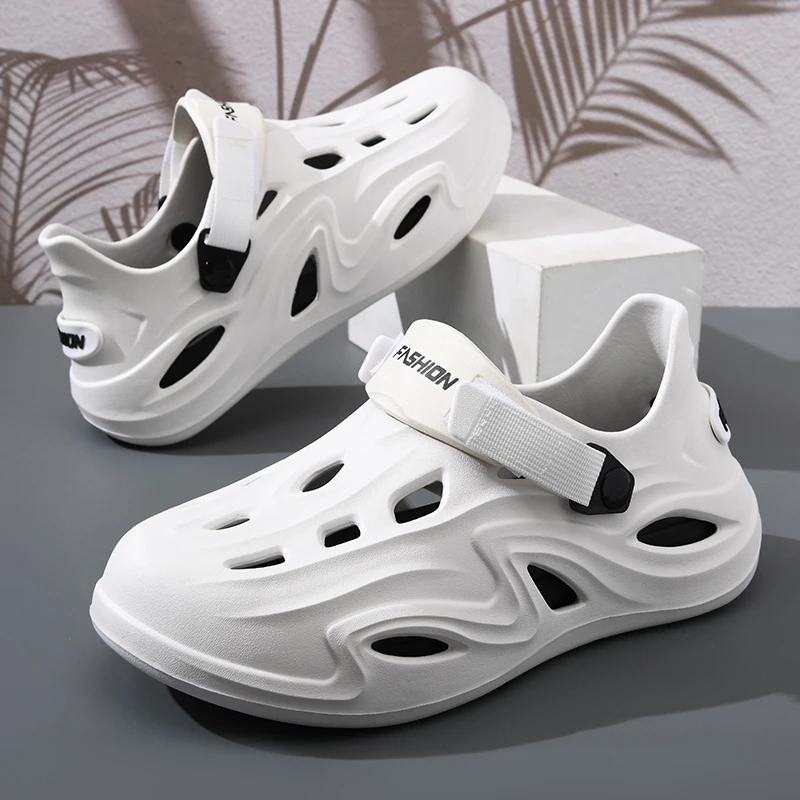 洞洞鞋男款夏季镂空外穿时尚软底开车钓鱼包头凉鞋户外耐磨沙滩鞋